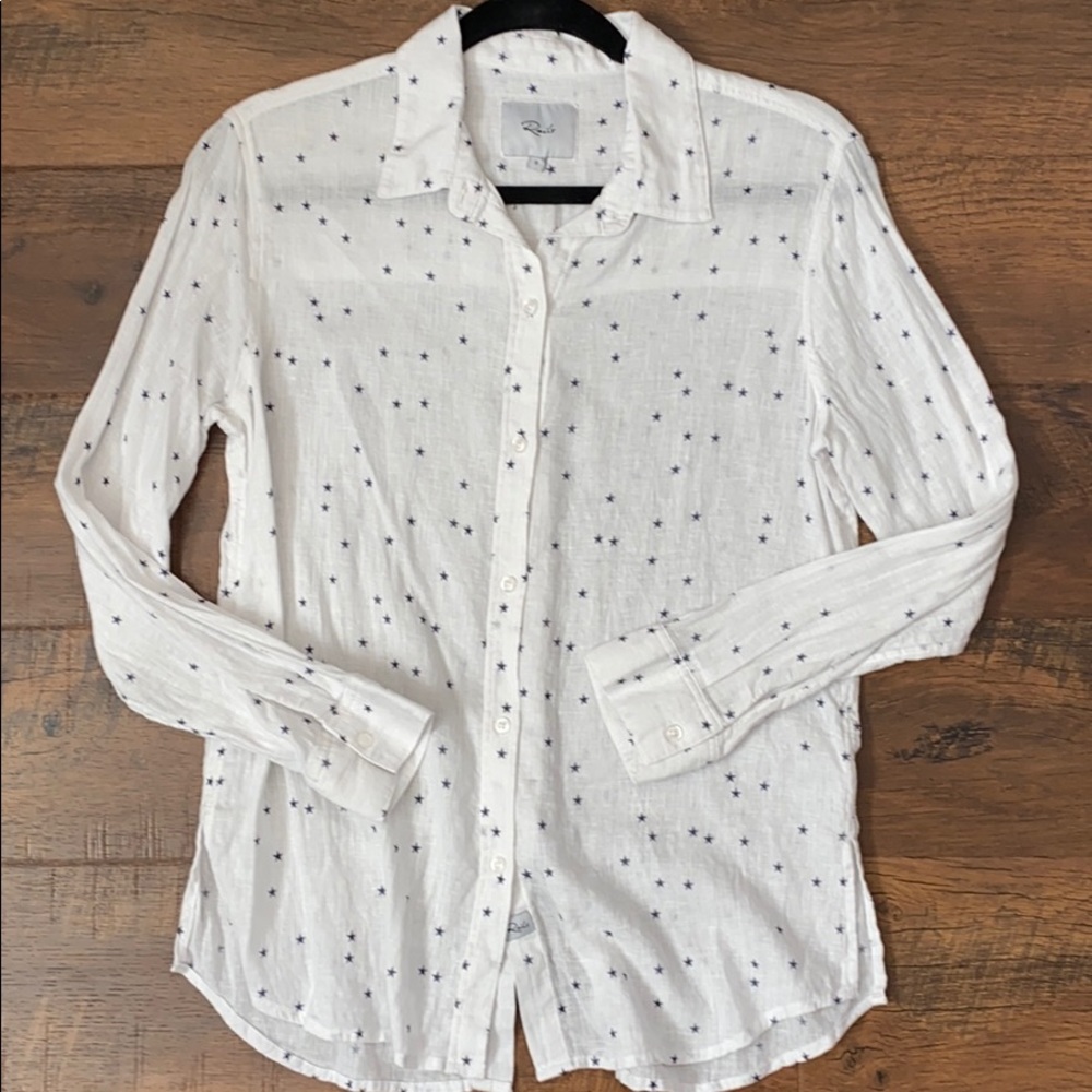 Rails linen white star button down size small